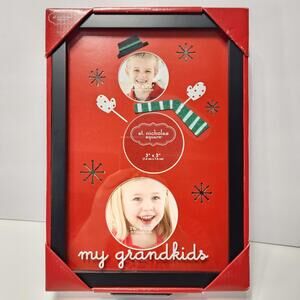 NEW St Nicholas Square Christmas My Grandkids Picture Frame for 3 Photos Snowman